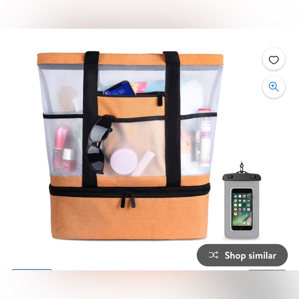 Vbiger 2-in-1 Mesh Large Capacity Beach Bag